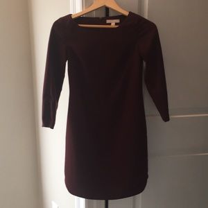 Banana Republic Long Sleeve Shift Dress in Deep Burgundy